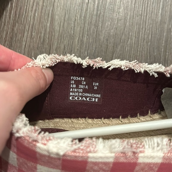 Coach Celina Espadrille Pink Gingham Slip On Shoes Like New Size 8.5B - Picture 8 of 8